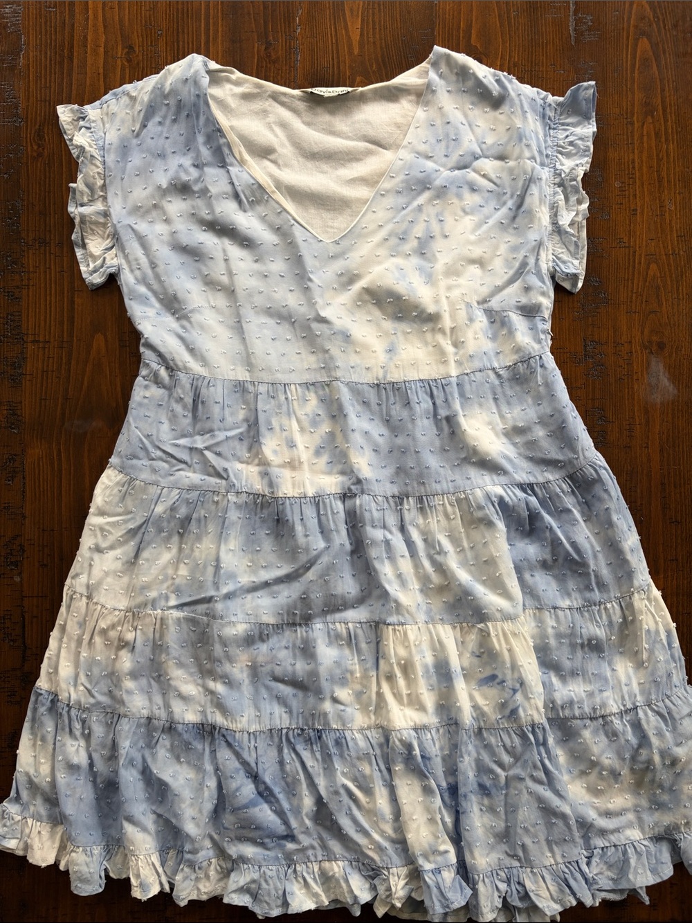 EUC Light Blue Swiss Dot Babydoll Dress